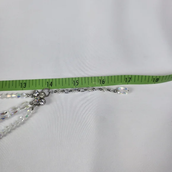 Vintage AB Necklace Triple Strand Austrian Crystals Adjustable Length Aurora - Picture 6 of 7